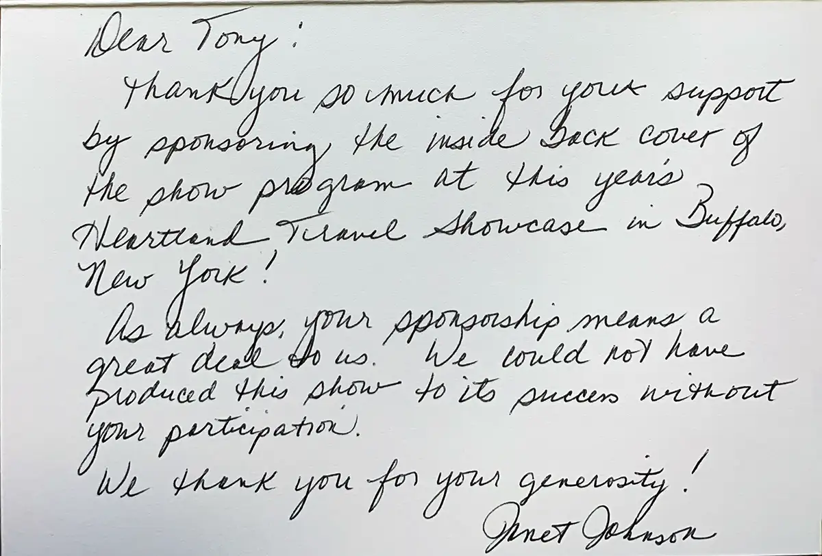 Handwritten testimonial card 1